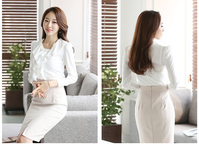 Kemeja Wanita Import BL3095 White