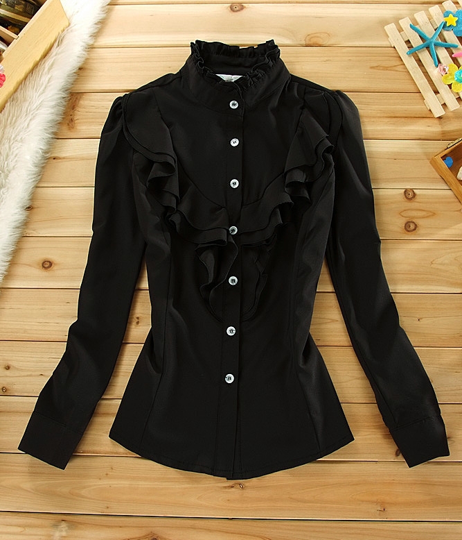 Flounced Korea Shirt BL3100 Black