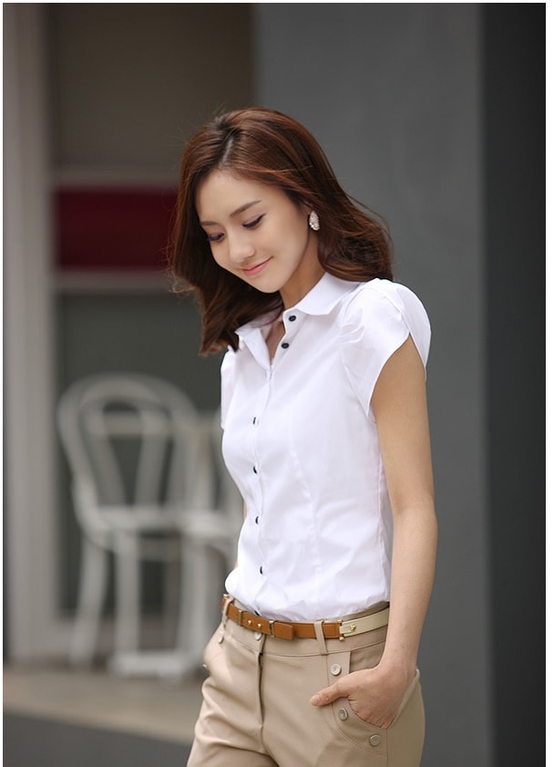 Kemeja Santai Wanita Import BL3101 White