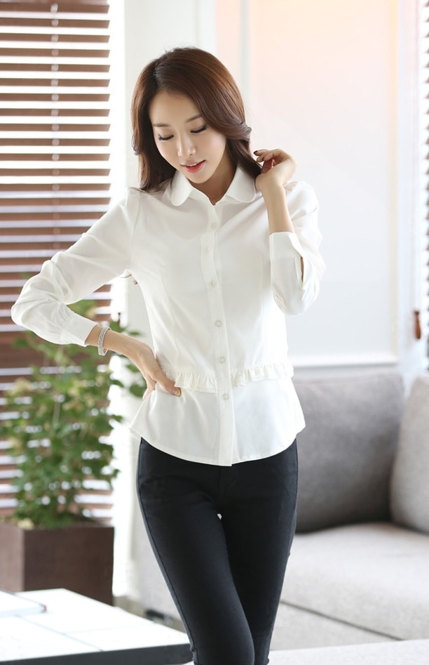 Kemeja Wanita Korea BL3103 White