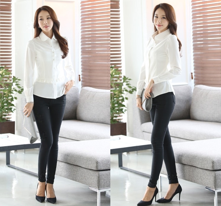 Kemeja Wanita Korea BL3103 White