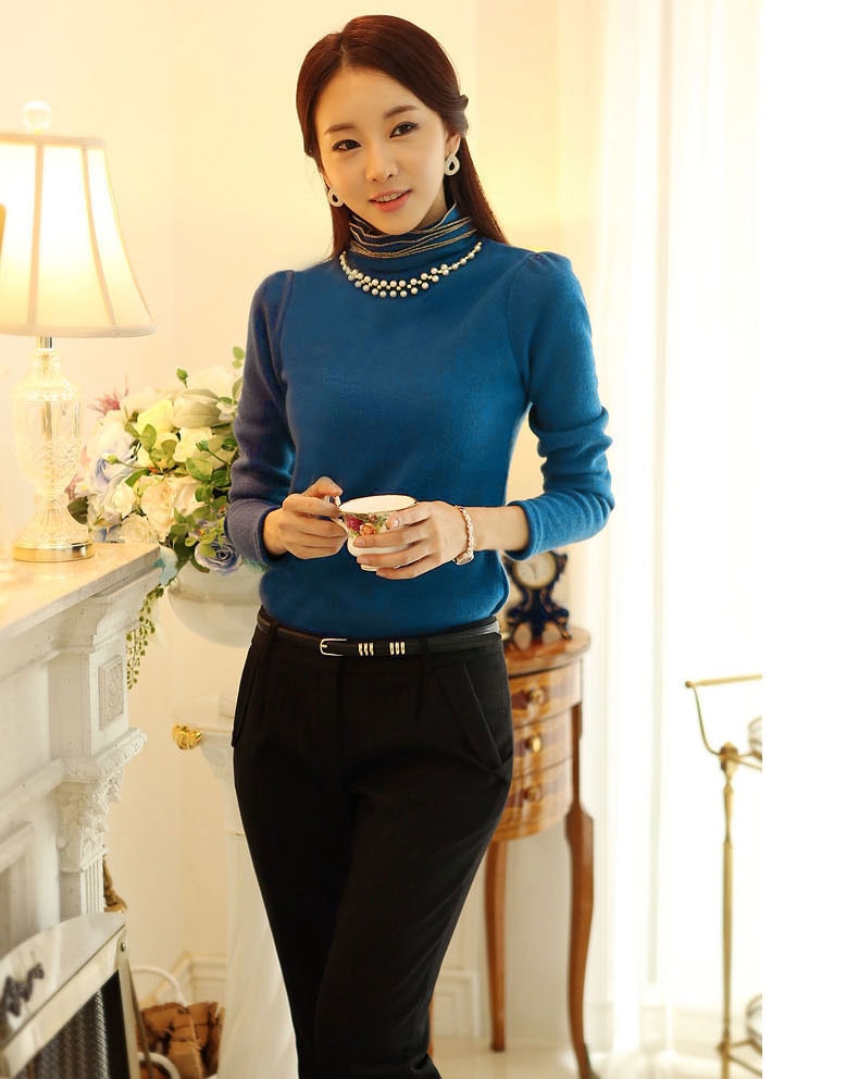 Pearl Collar Blouse Import BL3109 Blue