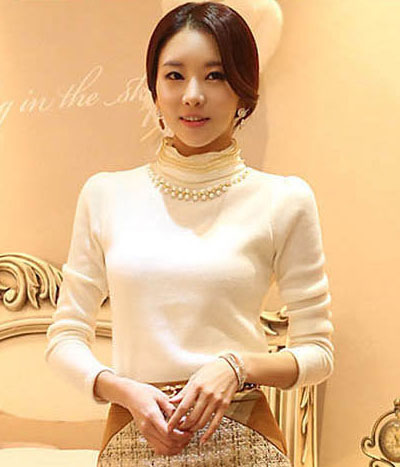 Pearl Collar Blouse Import BL3110 White