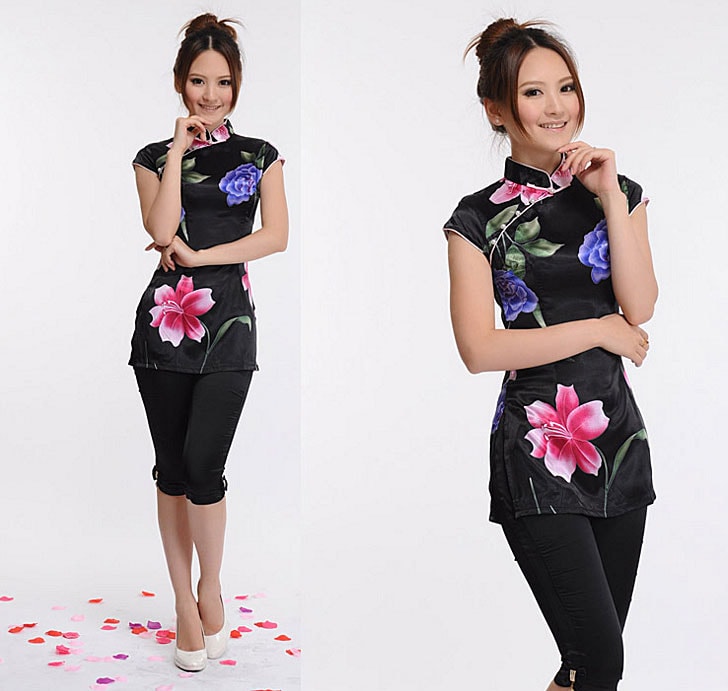 Ethnic QiPao Blouse Import BL3118 Black