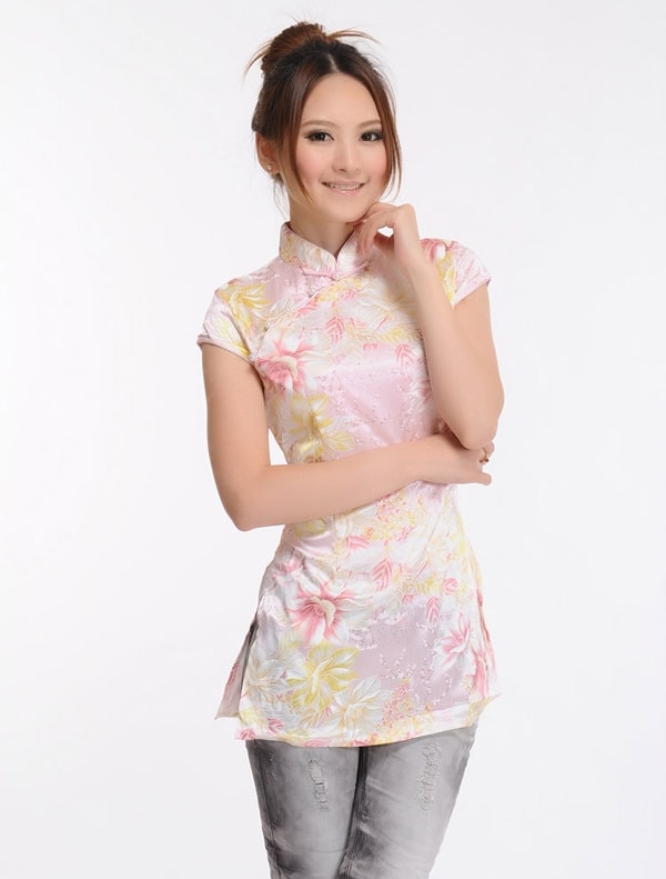 Ethnic QiPao Blouse Import BL3119 Pink