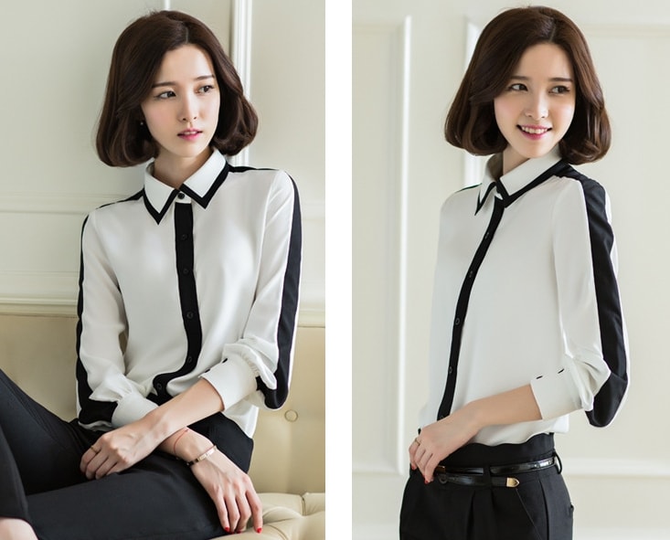 Kemeja Chiffon korea Import BL3120 White