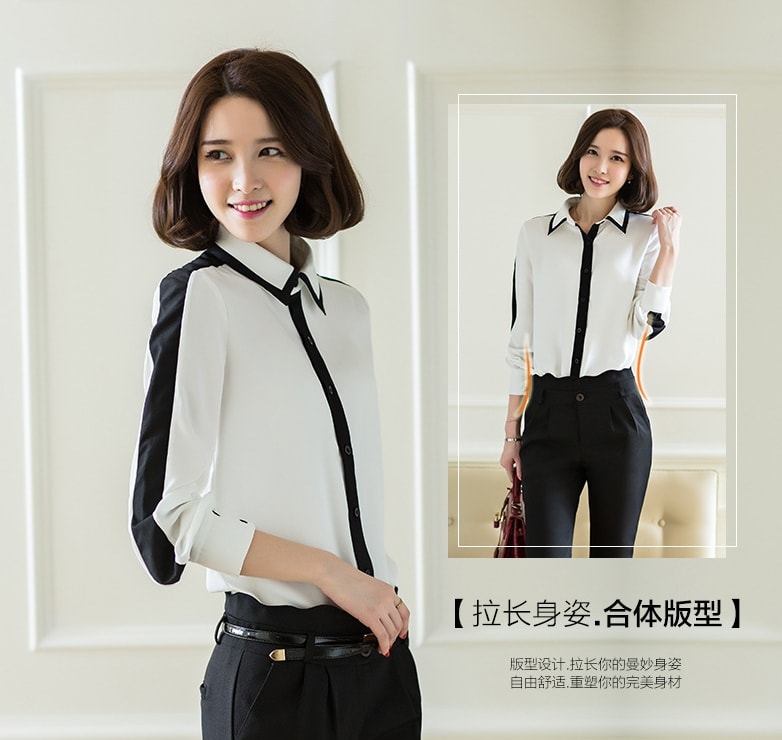 Kemeja Chiffon korea Import BL3120 White