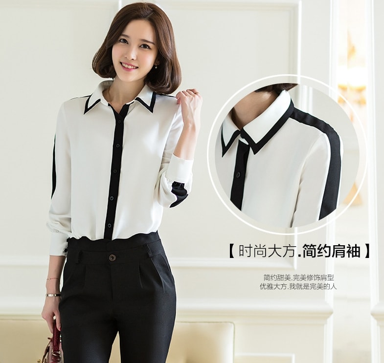 Kemeja Chiffon korea Import BL3120 White