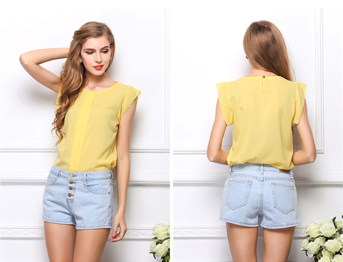 Chiffon Blouse Import BL3129 Yellow