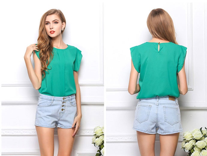 Chiffon Blouse Import BL3130 Green