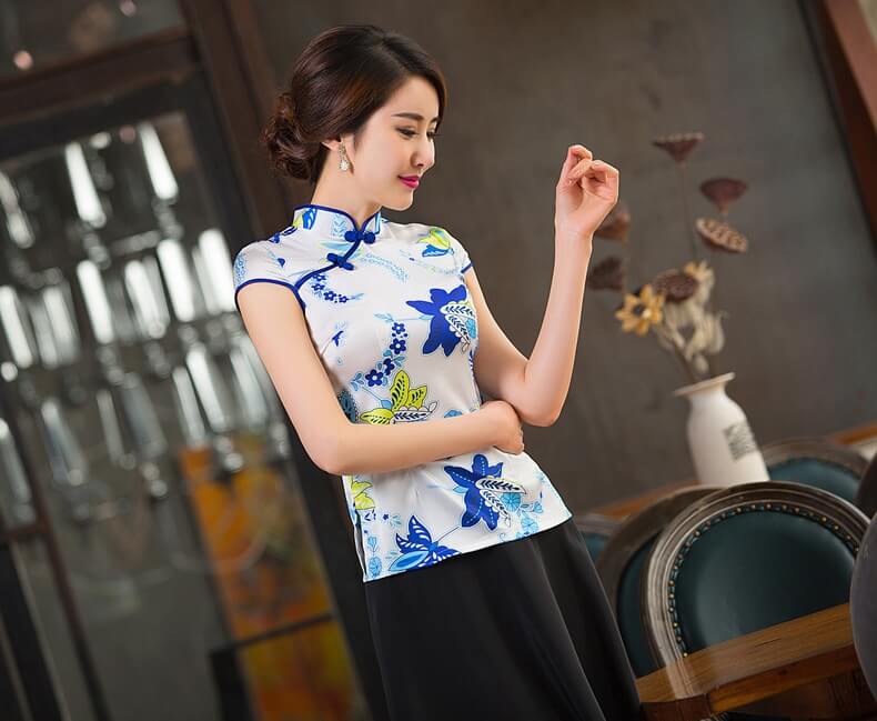 Vintage QiPao Blouse Import BL3138 White