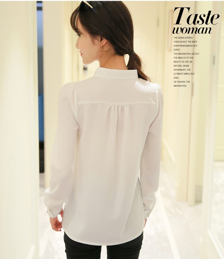 Kemeja Minimalis V-Neck Import BL3140 White