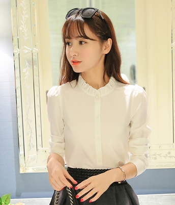 Kemeja Round Neck Import BL3143 White