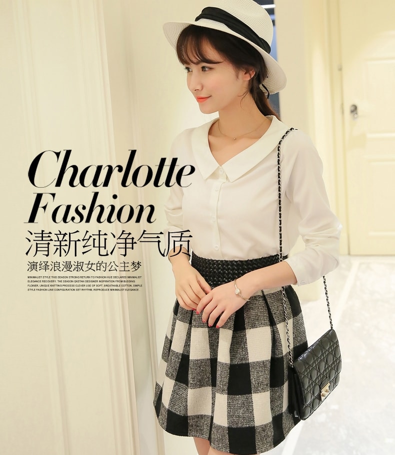 Kemeja Casual Chiffon Import BL3145 White