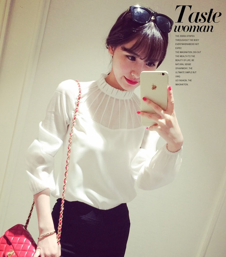 Blus Casual Chiffon Import BL3146 White