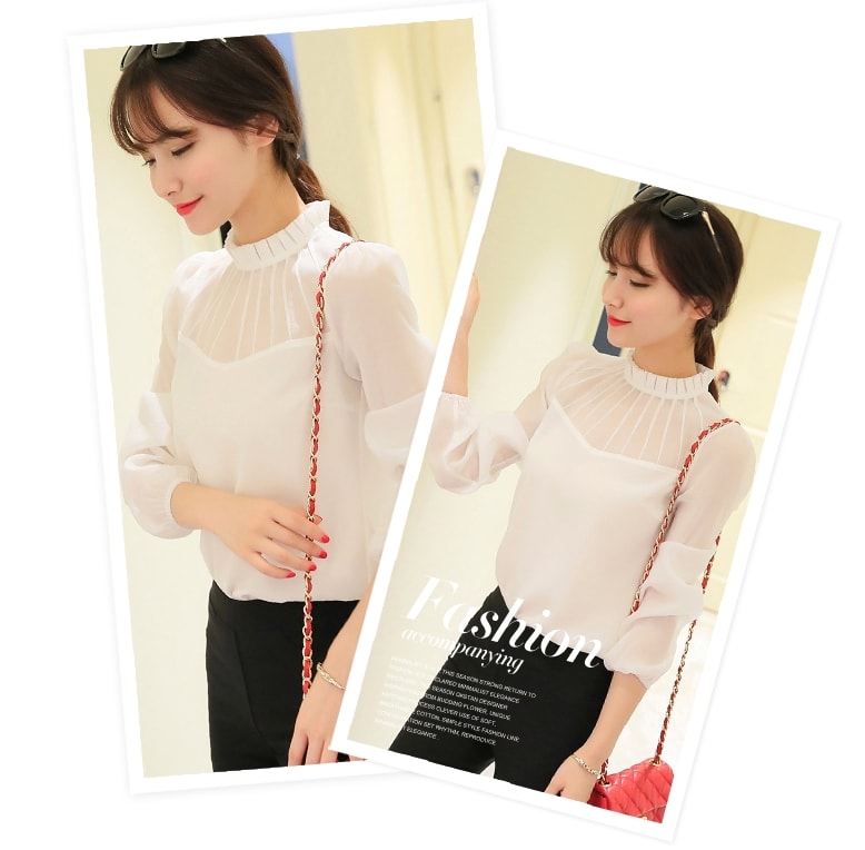 Blus Casual Chiffon Import BL3146 White