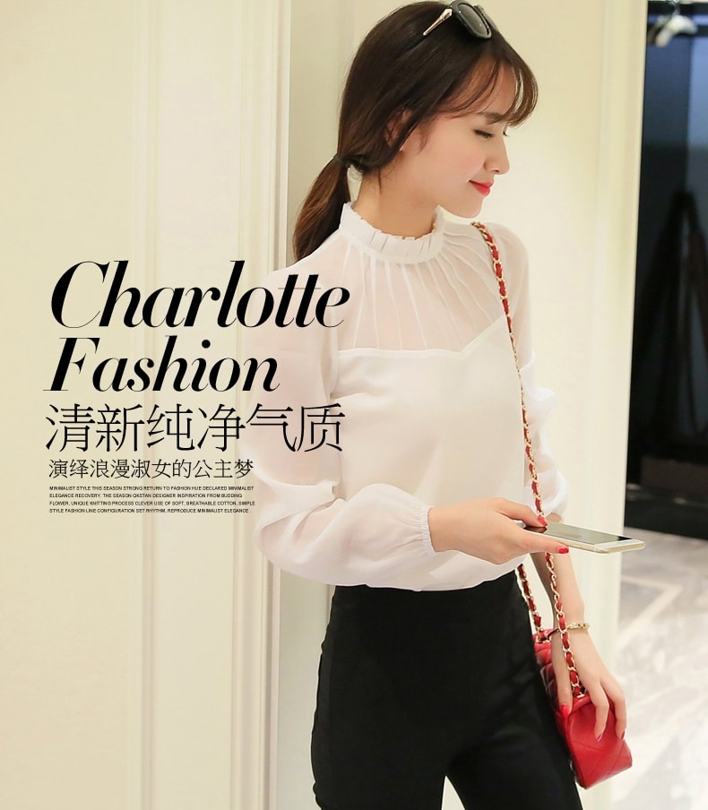 Blus Casual Chiffon Import BL3146 White