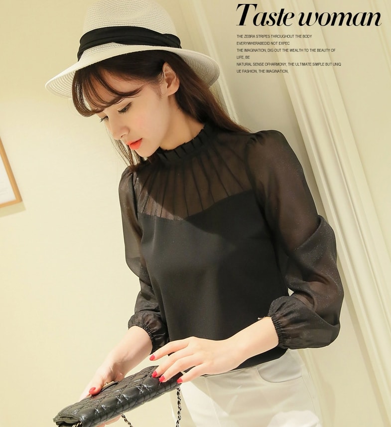 Blus Casual Chiffon Import BL3147 Black