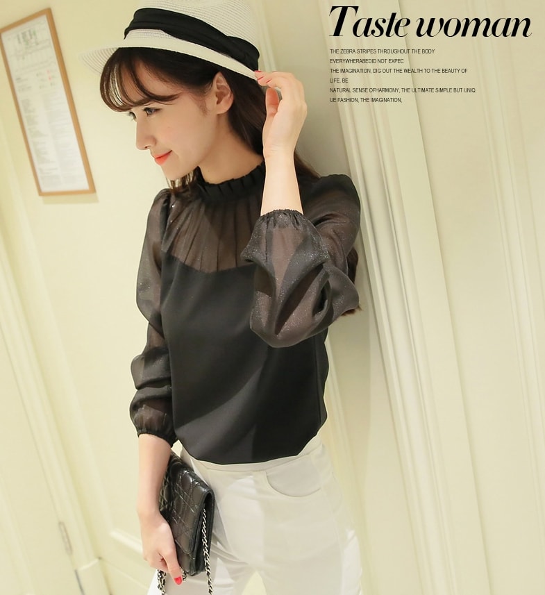 Blus Casual Chiffon Import BL3147 Black