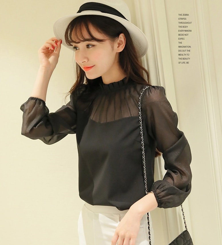 Blus Casual Chiffon Import BL3147 Black