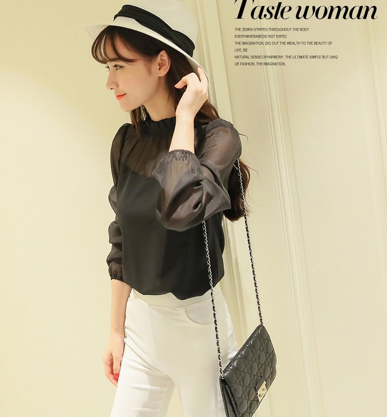 Blus Casual Chiffon Import BL3147 Black