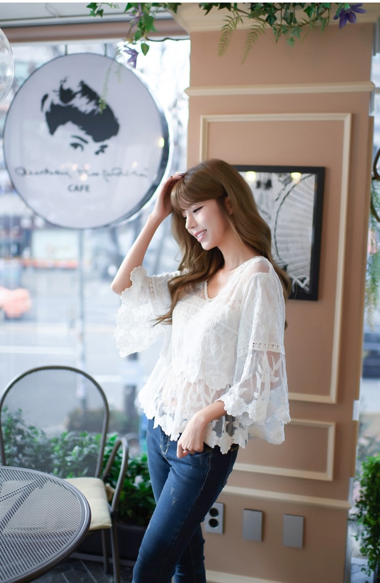 Premium Korea Loose Blouse Import BL3151 White