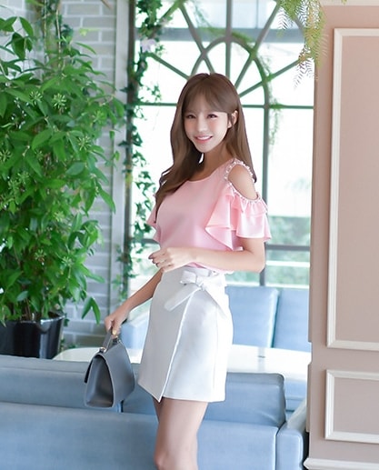 Premium Elegan Sabrina Blouse BL3152 Pink