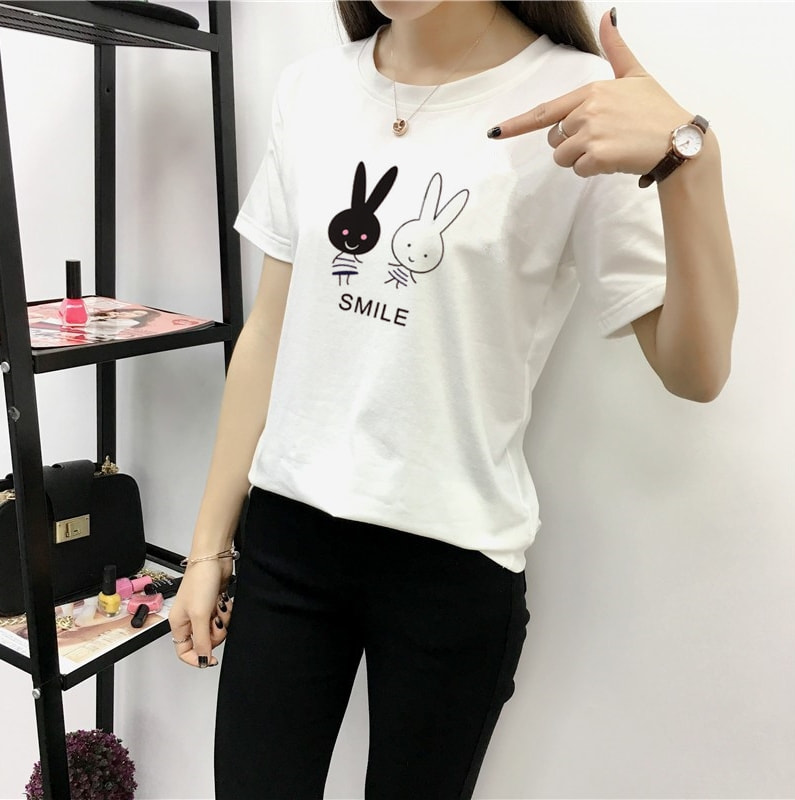 Casual Korean Bunny Lycra T-Shirt BL3154 White