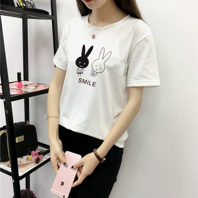 Casual Korean Bunny Lycra T-Shirt BL3154 White