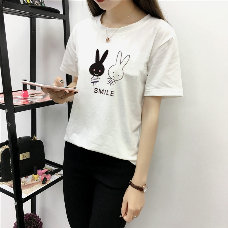 Casual Korean Bunny Lycra T-Shirt BL3154 White