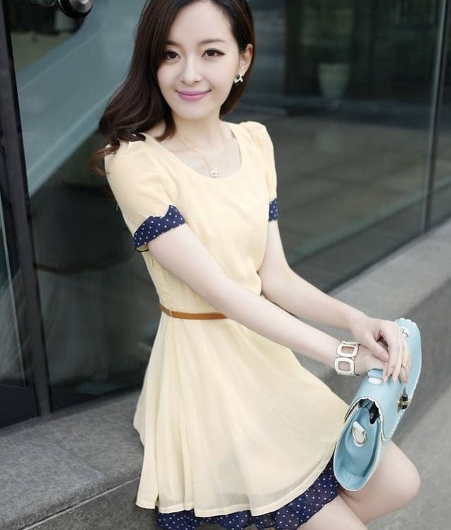 Dress DS3235 Beige