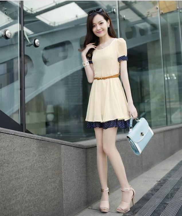 Dress DS3235 Beige