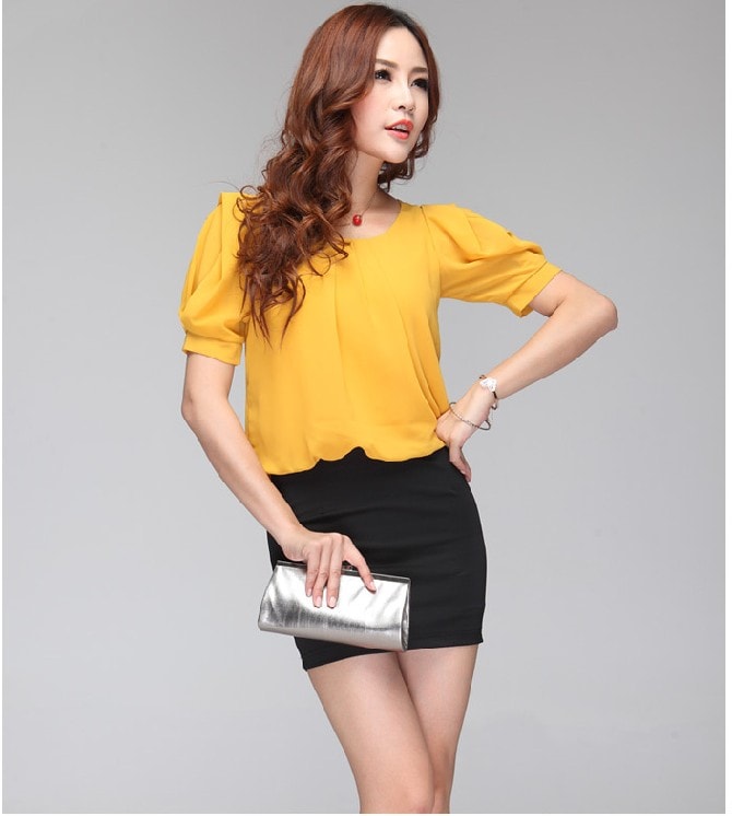 Dress DS3240 Yellow +Black