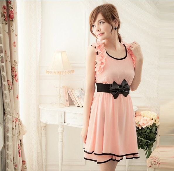 Dress DS3241 Pink +Belt