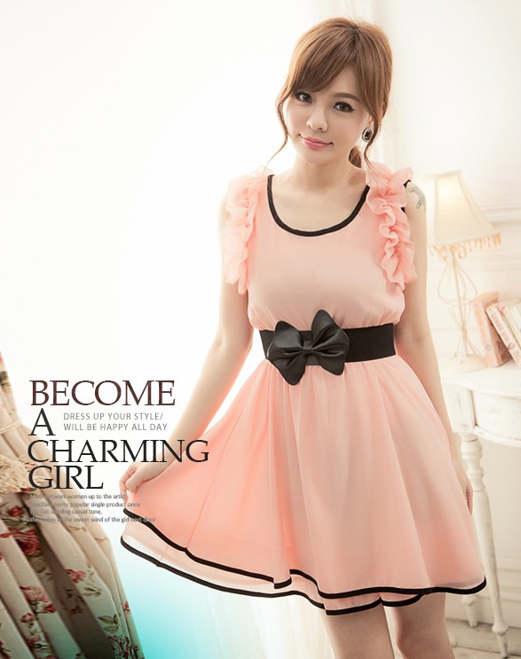 Dress DS3241 Pink +Belt