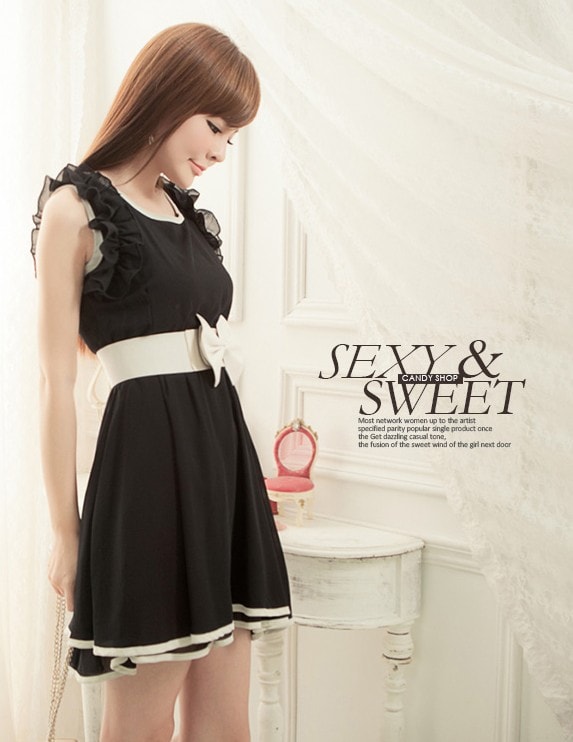 Dress DS3242 Black +Belt