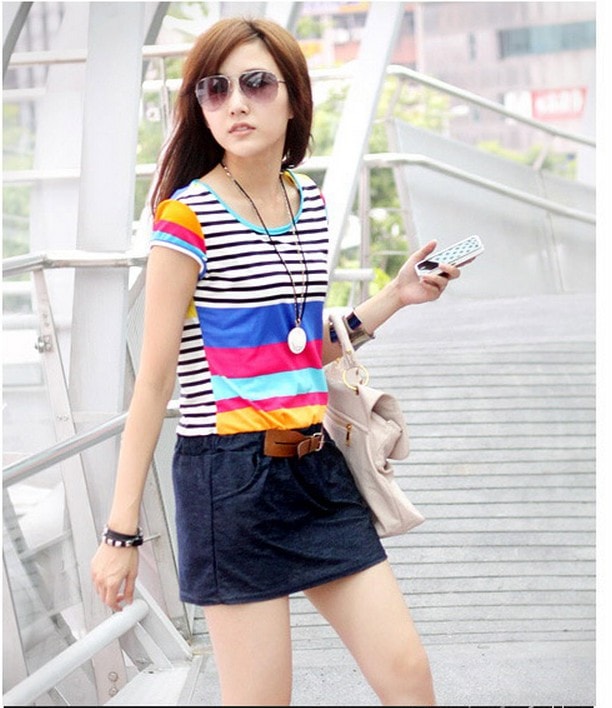 Dress DS3250 Rainbow +Dark Grey