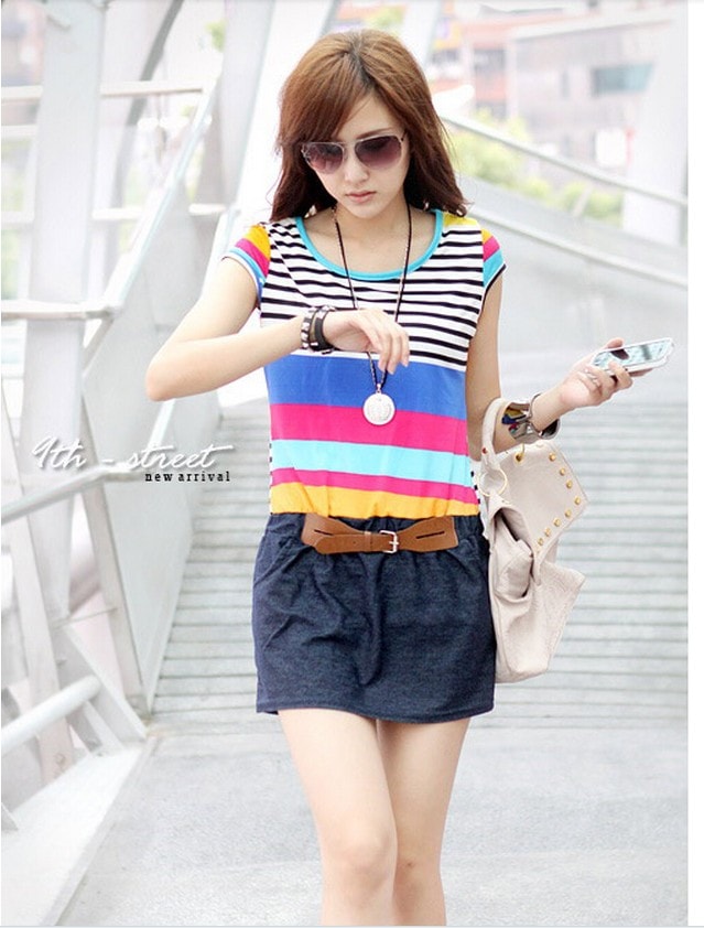 Dress DS3250 Rainbow +Dark Grey