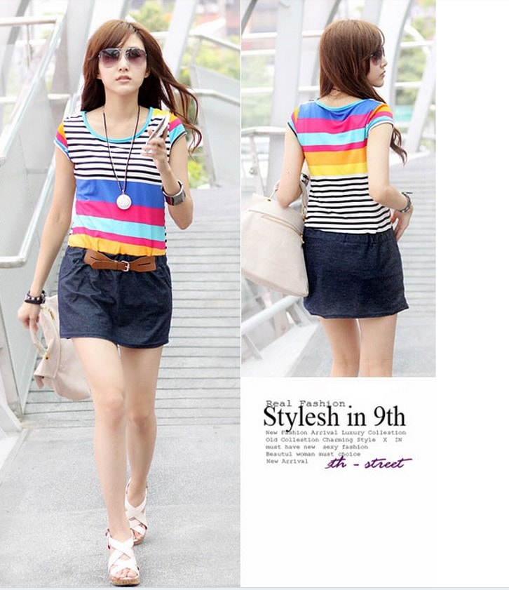 Dress DS3250 Rainbow +Dark Grey