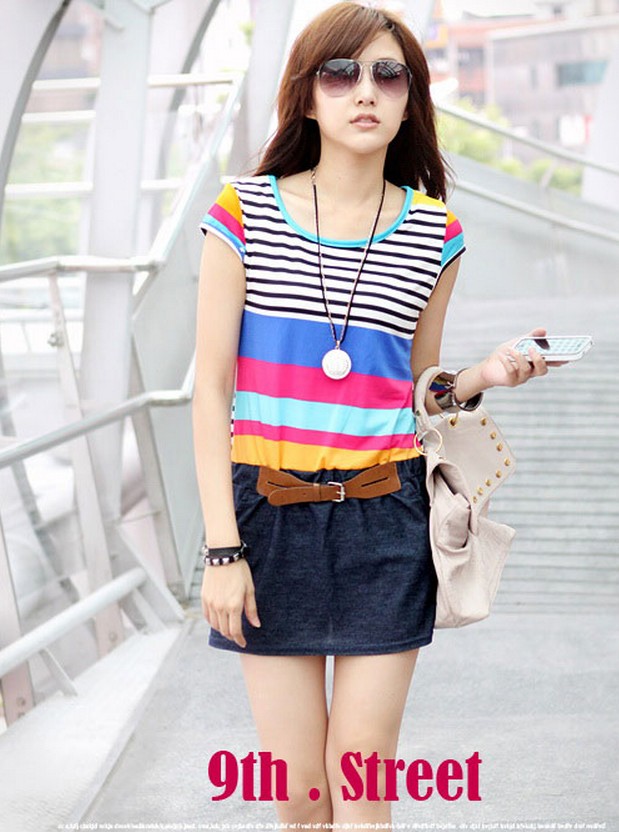 Dress DS3250 Rainbow +Dark Grey