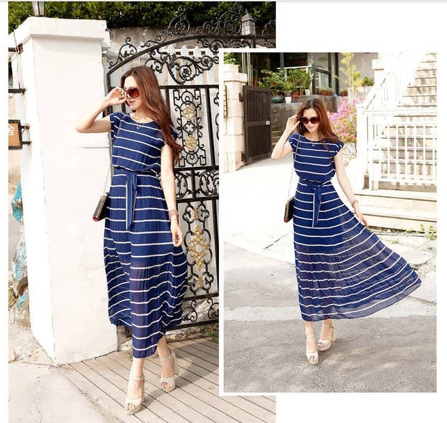 Dress DS3251 Navy Blue +Belt