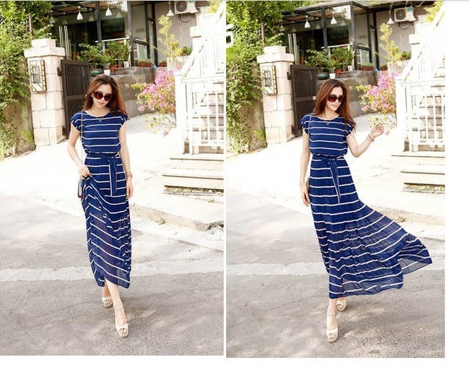 Dress DS3251 Navy Blue +Belt