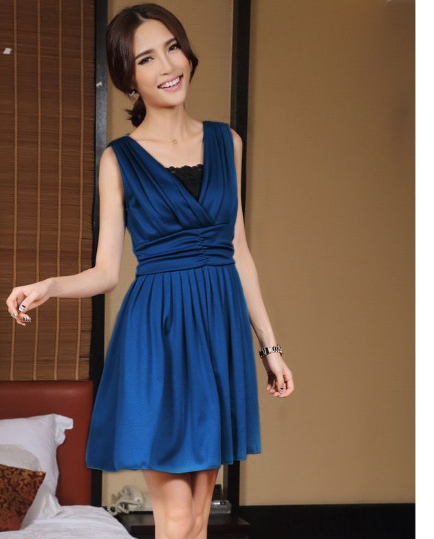 Dress DS3260 Blue Green