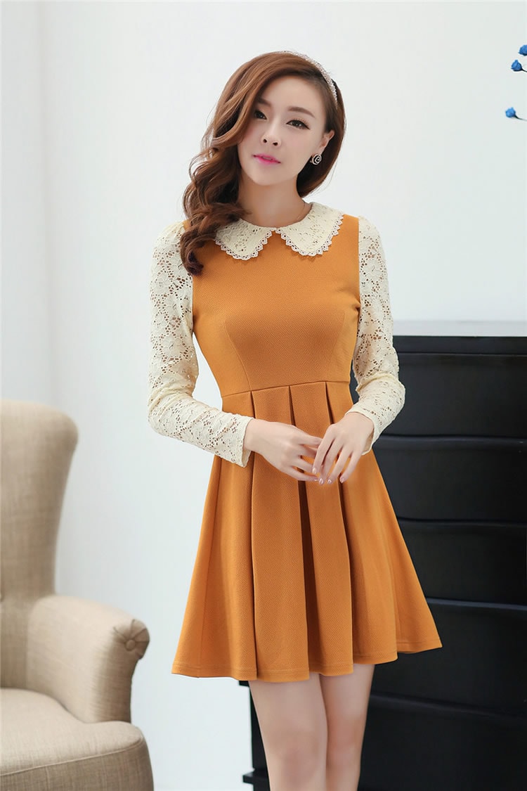 Dress DS3407 Yellow + Belt