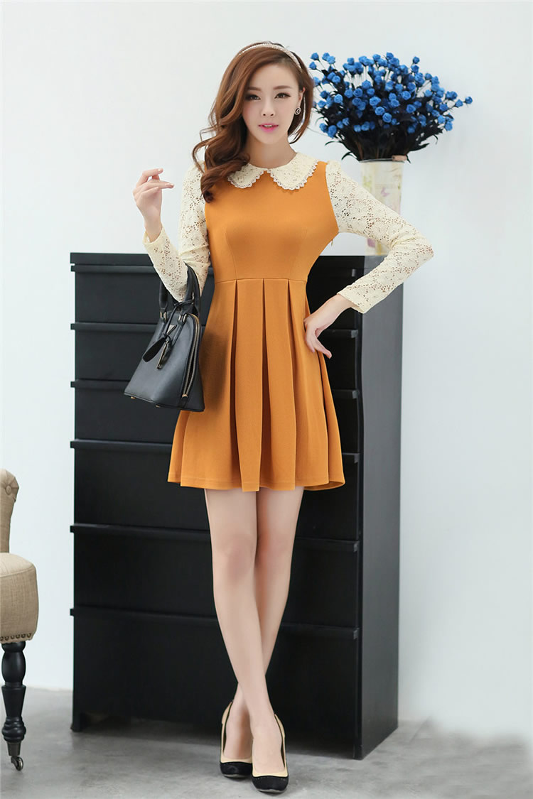 Dress DS3407 Yellow + Belt