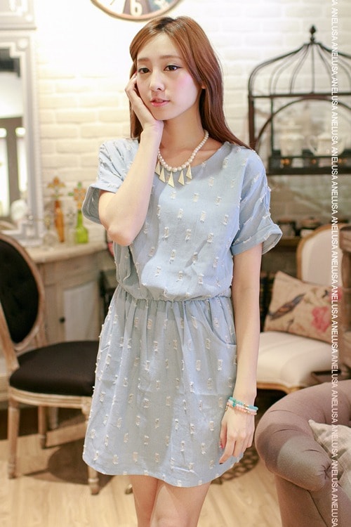 Denim Dress DS3417 Light Blue