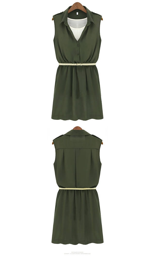 Dress DS3435 Green + Belt