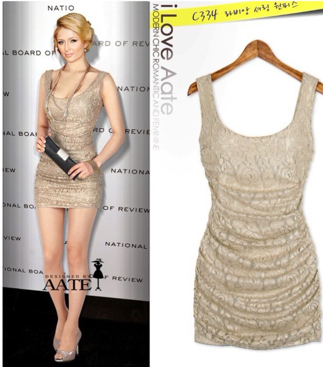 Lace Dress DS3458 Khaki