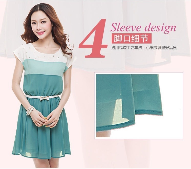 Dress DS3490 Green + Belt