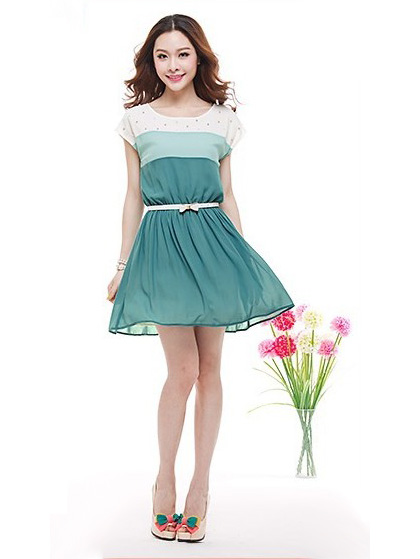 Dress DS3490 Green + Belt